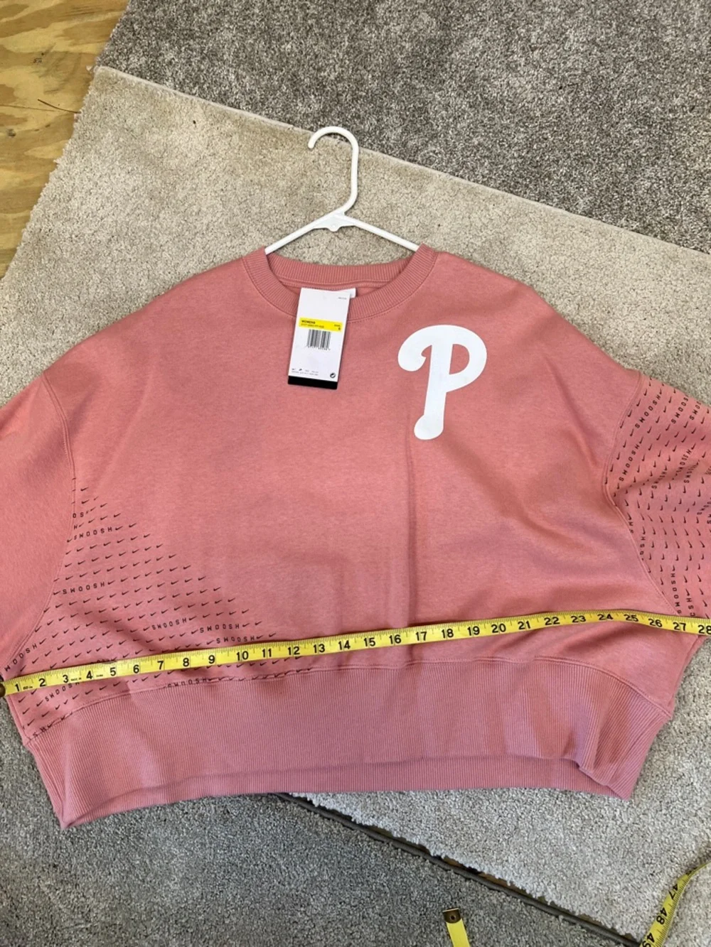 Nike Pink Dusty Rose Pullover Sweatshirt with White 'P' - Picture 5 of 7